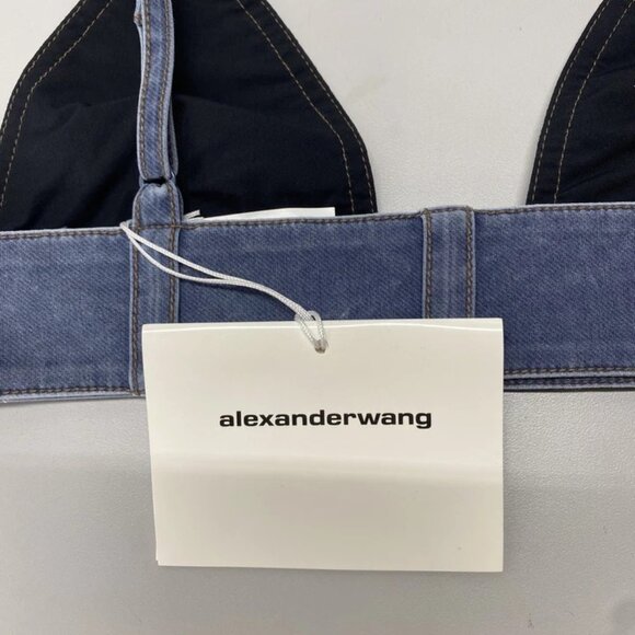 NEW ALEXANDER WANG  Trompe L’oeil Denim Bra Top Blue Size XS | Triangle Style - Picture 2 of 9